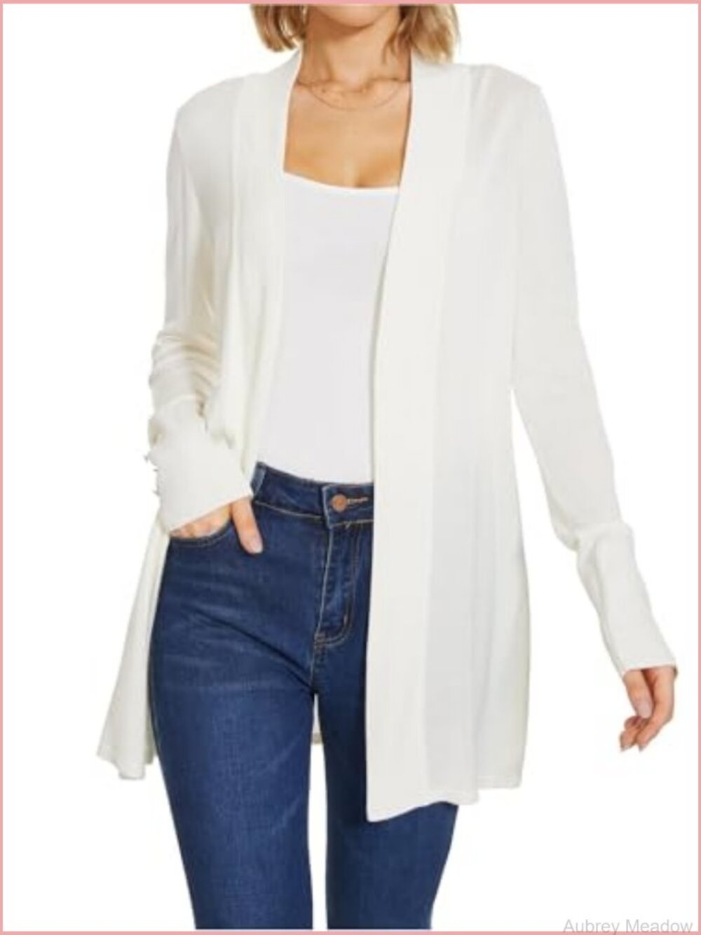 Lightweight Open Front Knit Cardigan with Pockets - Picture 2 of 7